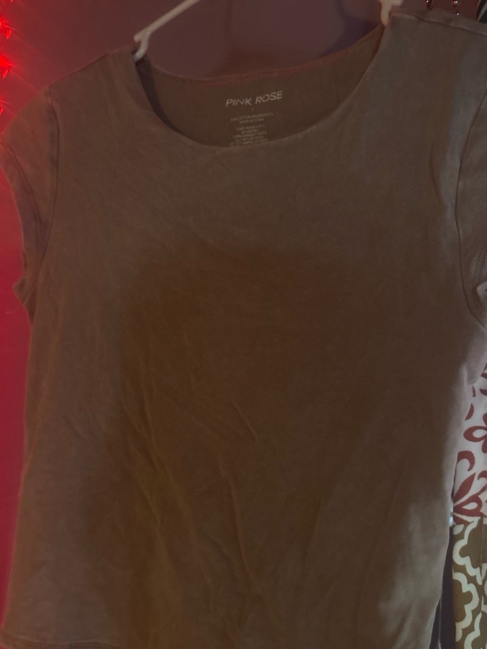 Pink Rose Olive Short Sleeve Crewneck Tee